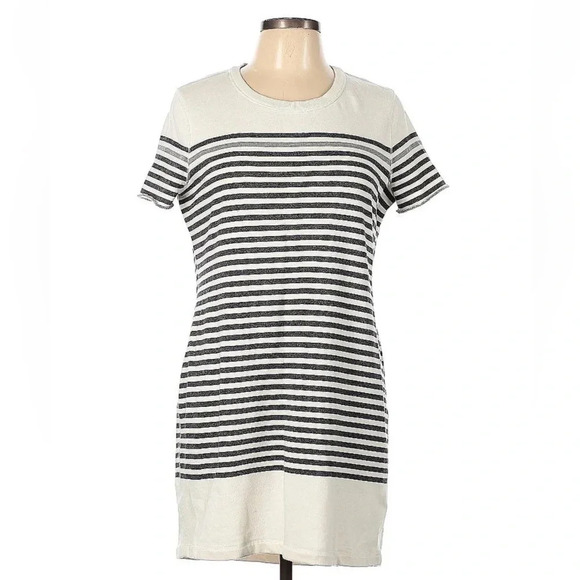 BCBGMAXAZRIA | Grey / White Stripe Ever Sweater Dress Draped Back Size Large - Picture 3 of 4